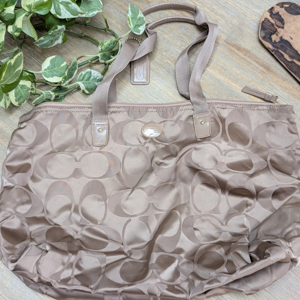 Coach Tan Signature Packable Tote Bag